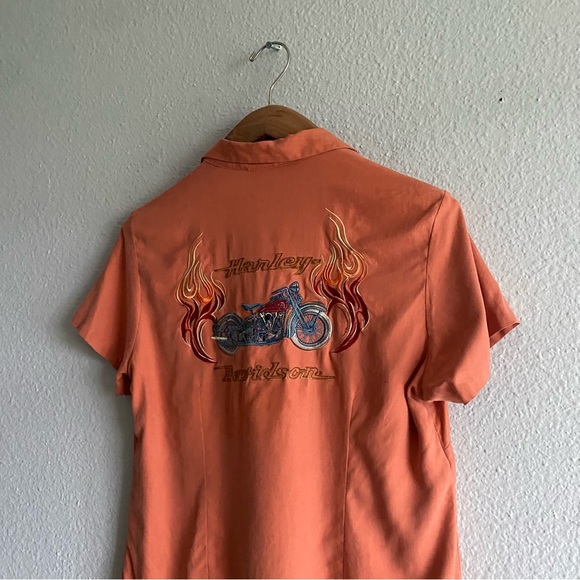 Harley Davidson Silk Embroidered Tori Richard Shirt - Picture 3 of 11